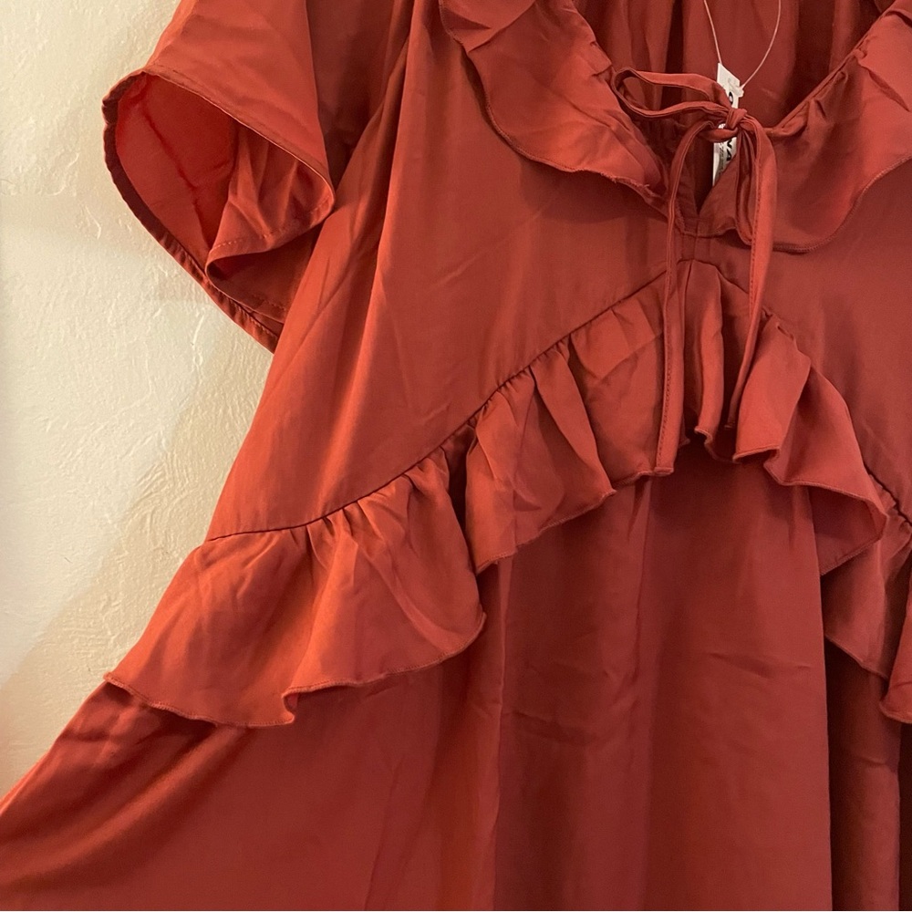 Old Navy Rust Ruffle Mini Dress - Picture 3 of 7